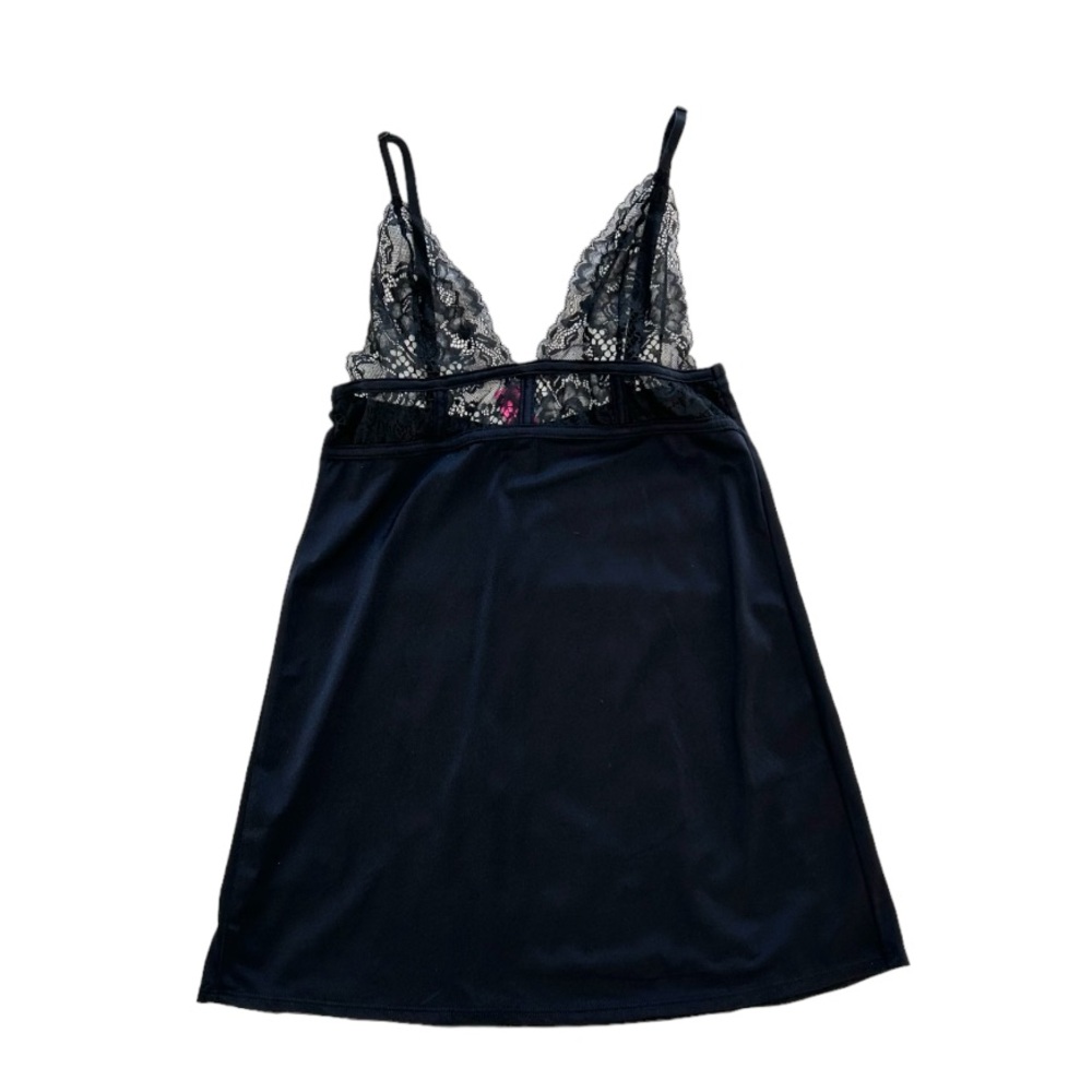 La Senza Black Lace Deep-V Slip Dress Nightgown